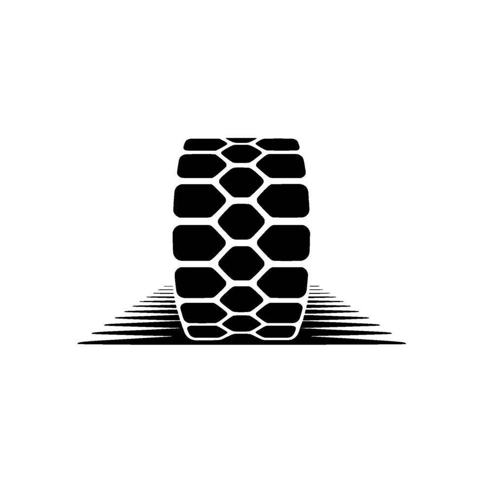Minimalist stylized tire tread pattern forming a geometric honeycomb on a clean background with radiating lines conveying motion or perspective vector