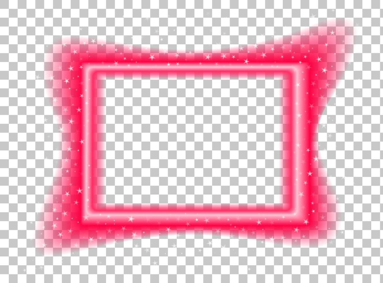 Single red neon rectangular frame with shiny highlights and blurred glow. Empty festive border vector