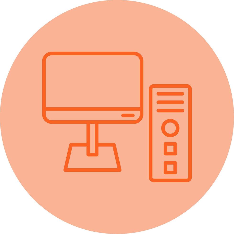 High Performance Desktop Computer Line Two Tone Circle vector