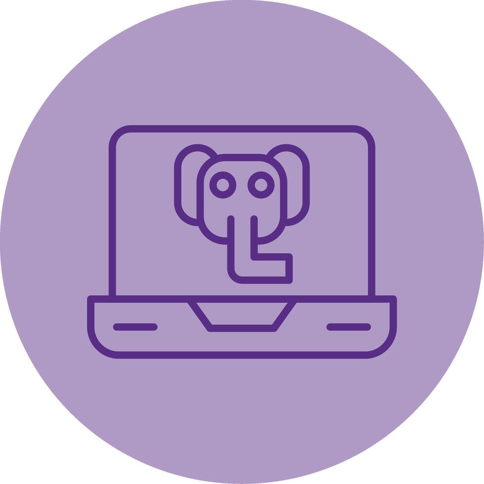 PostgreSQL Elephant DB Icon Line Two Tone Circle vector