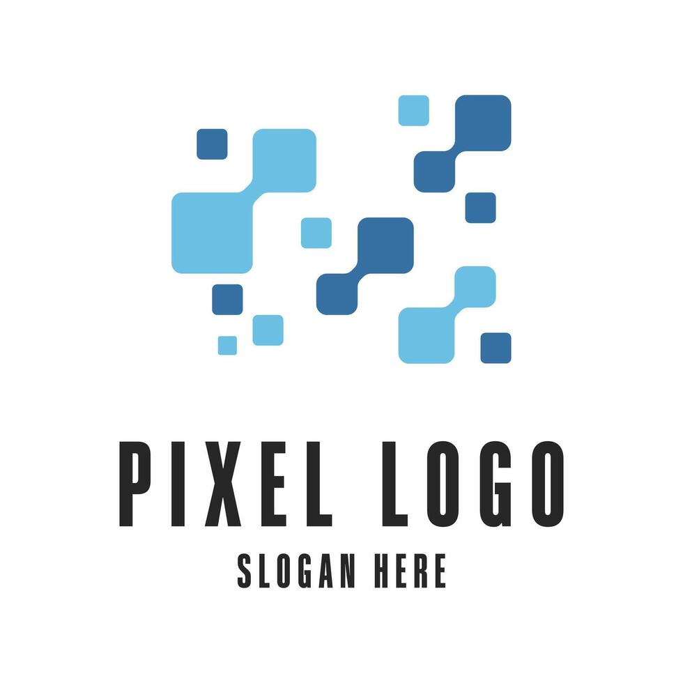 pixel logo design with abstract shapes for technology vector