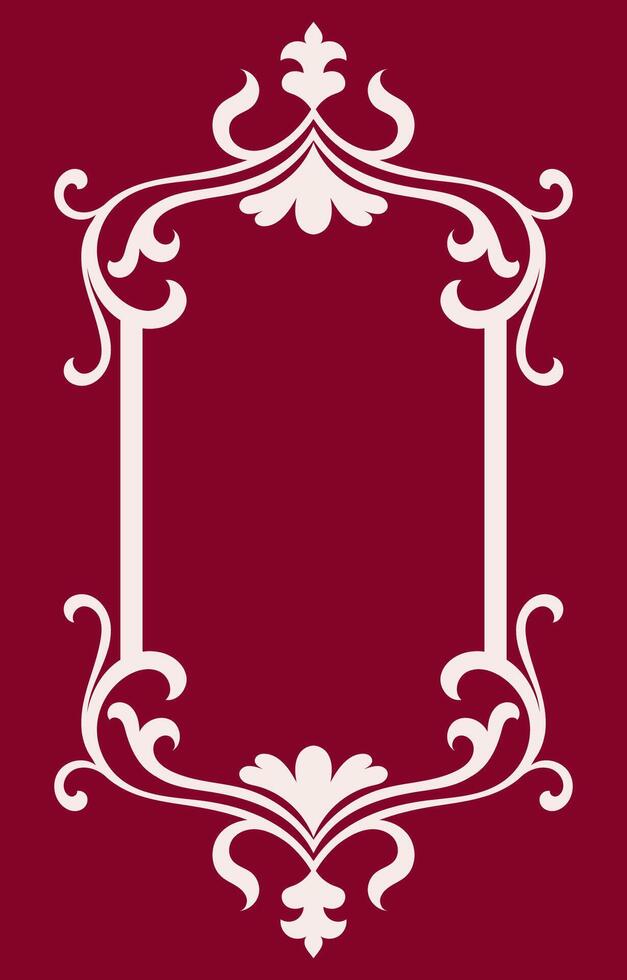 White vintage frame red background. Decorative frame graphic element. vector