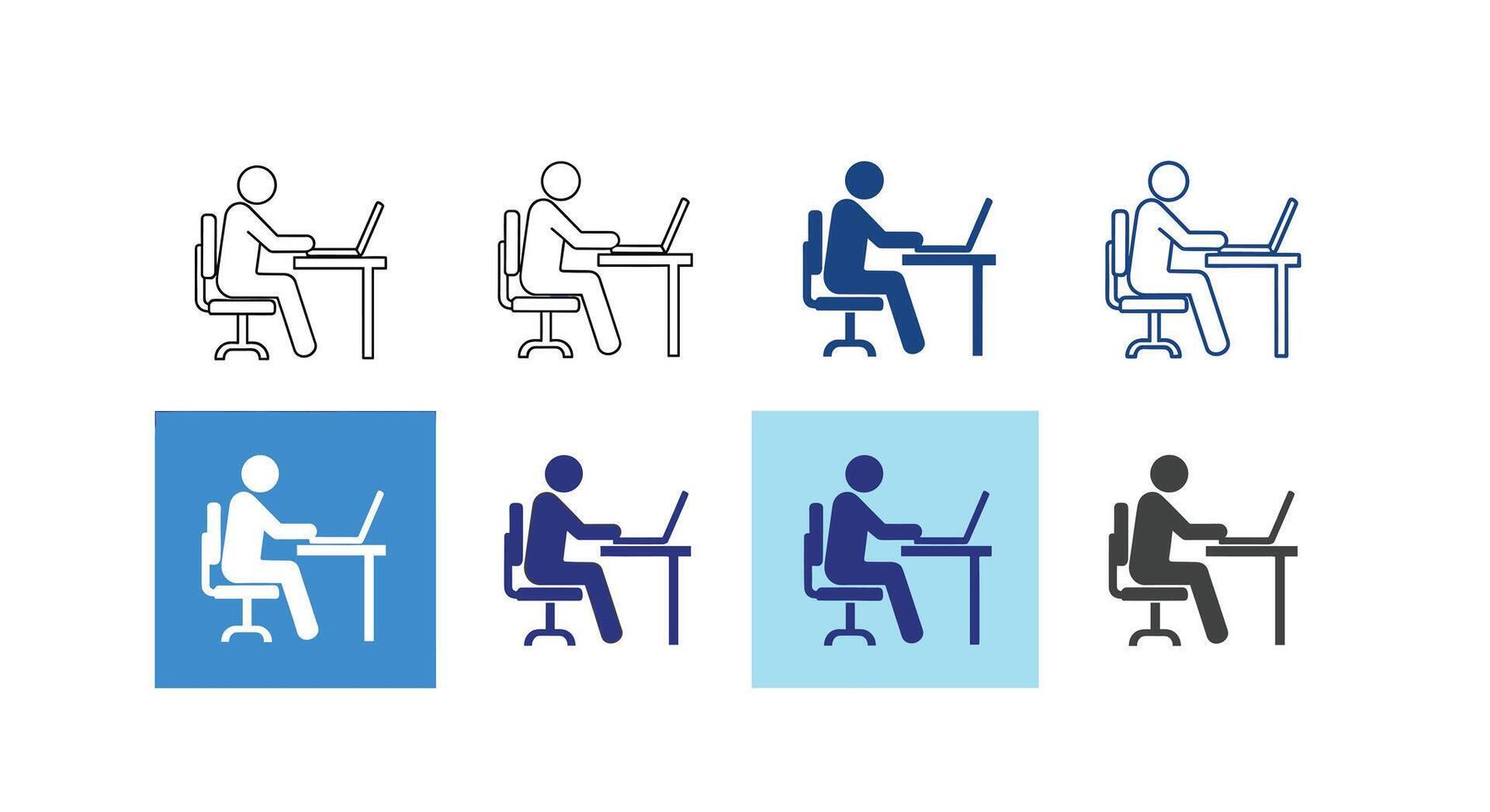 Set of Work from Home Icon Variations Remote Work, Online Office, Laptop, Desk, and Telecommuting Icon Designs for Web and App vector