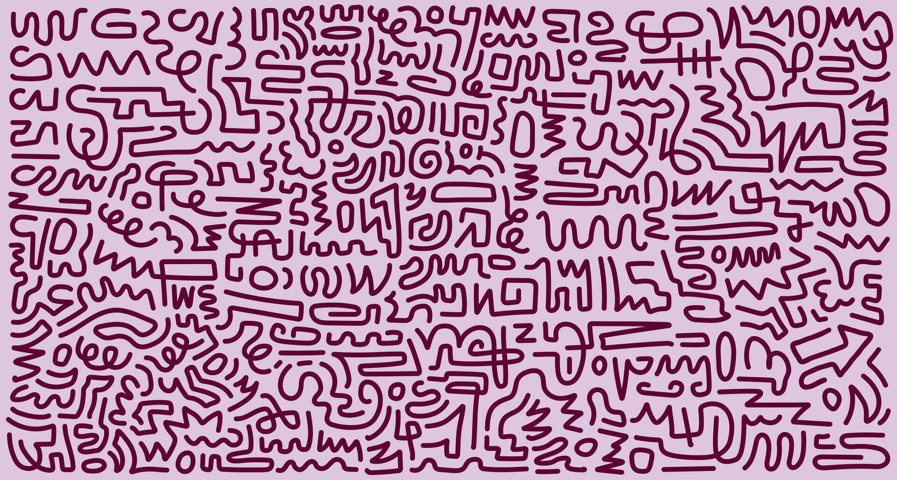 Abstract continuous line doodle pattern in red and pink. Hand drawn seamless background with a tribal, maze-like texture for wallpaper or fabric prints. vector