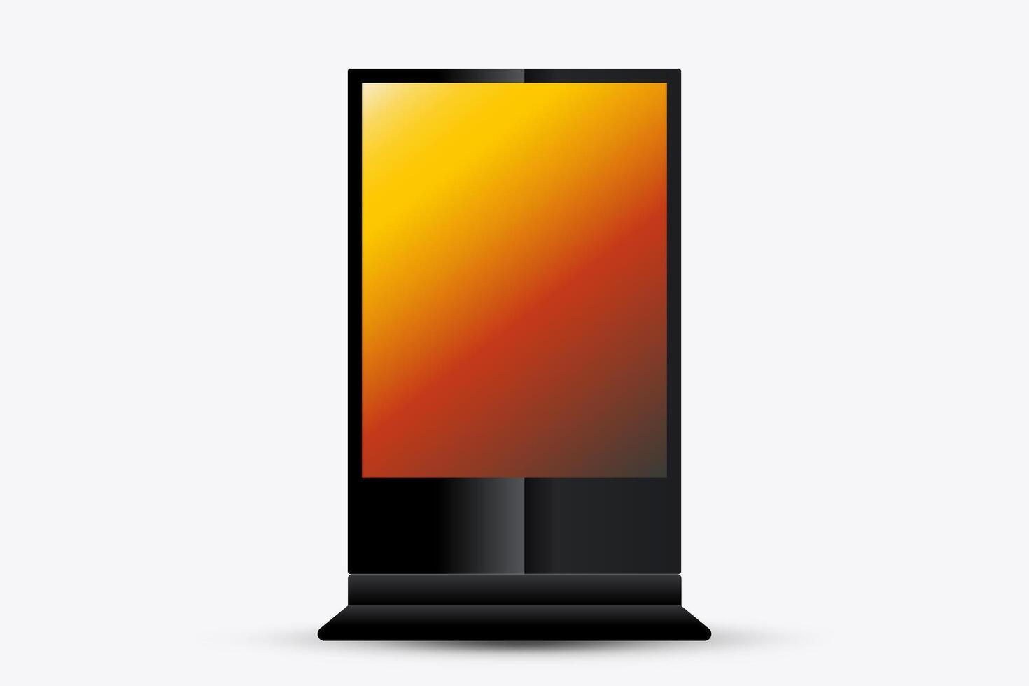 The High LED Mock Up Design. LED screen with gradien yellow on screen. LED mock up monitor display the presentation and info for Digital technology vector