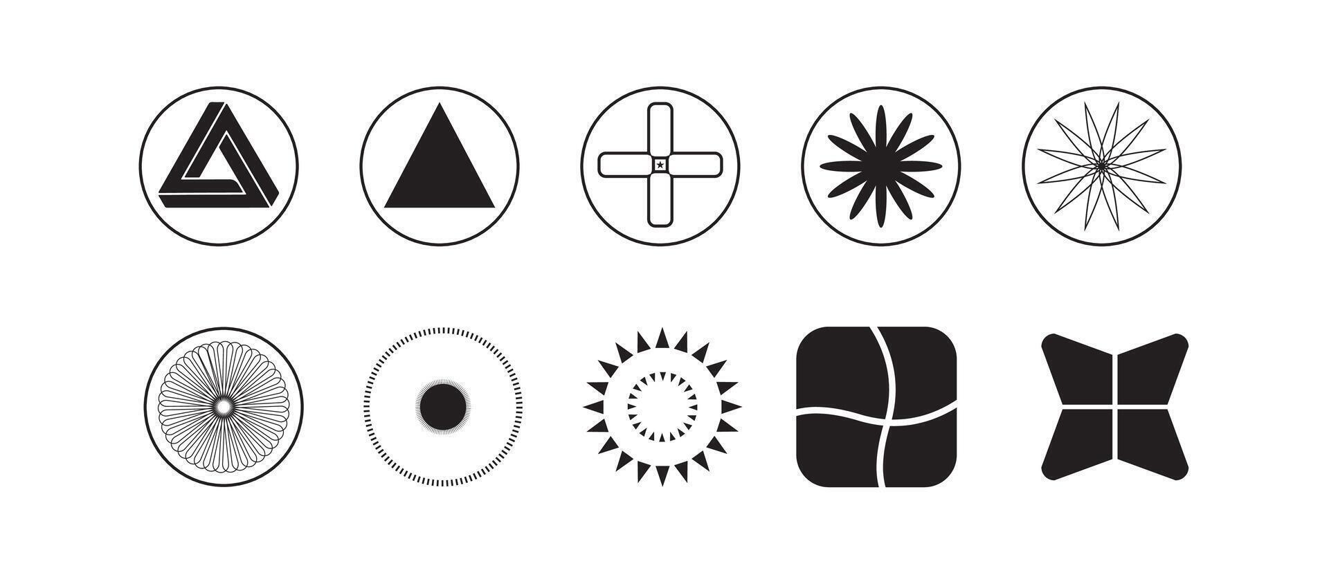 Optical illusion Penrose triangle within a circle symbol for creative geometric design and abstract art vector