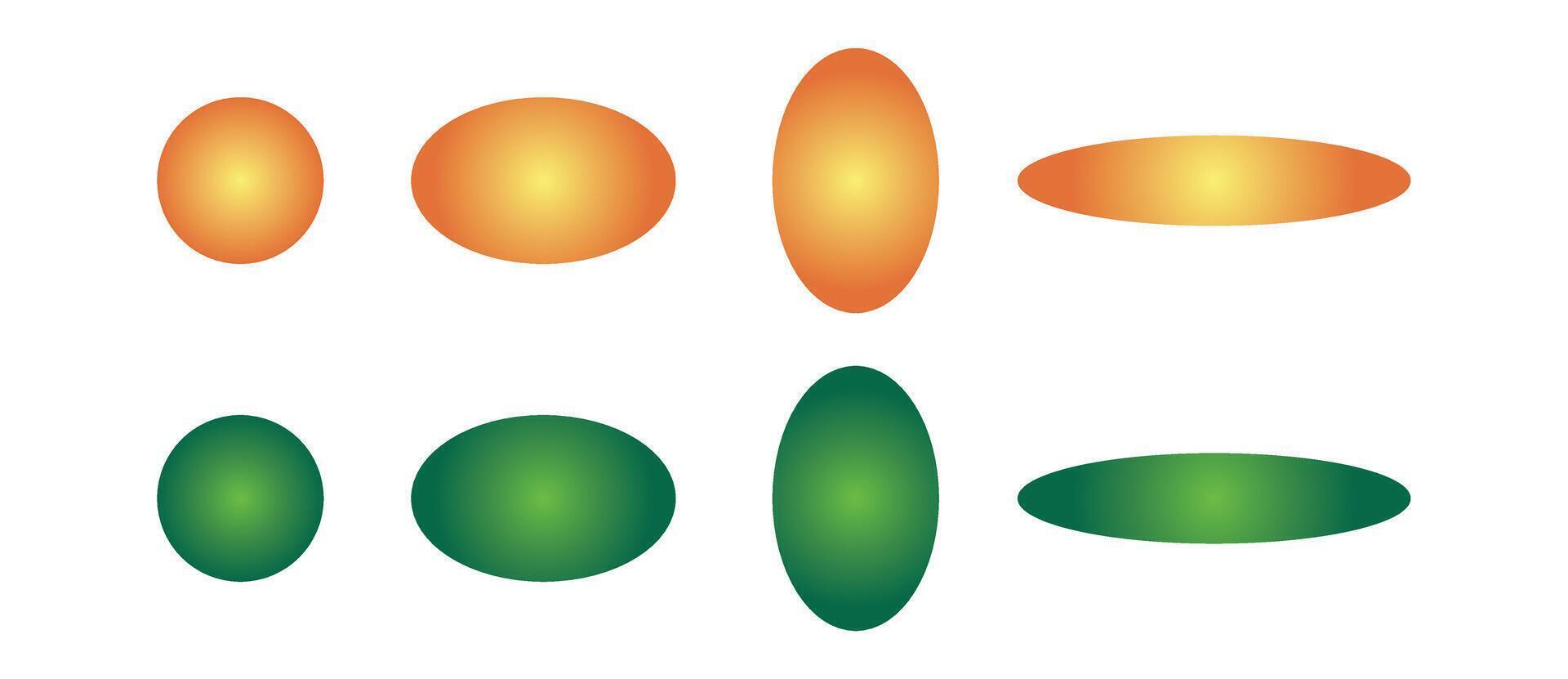 Modern gradient abstract design with 8 circular shapes in orange and green tones for creative projects vector