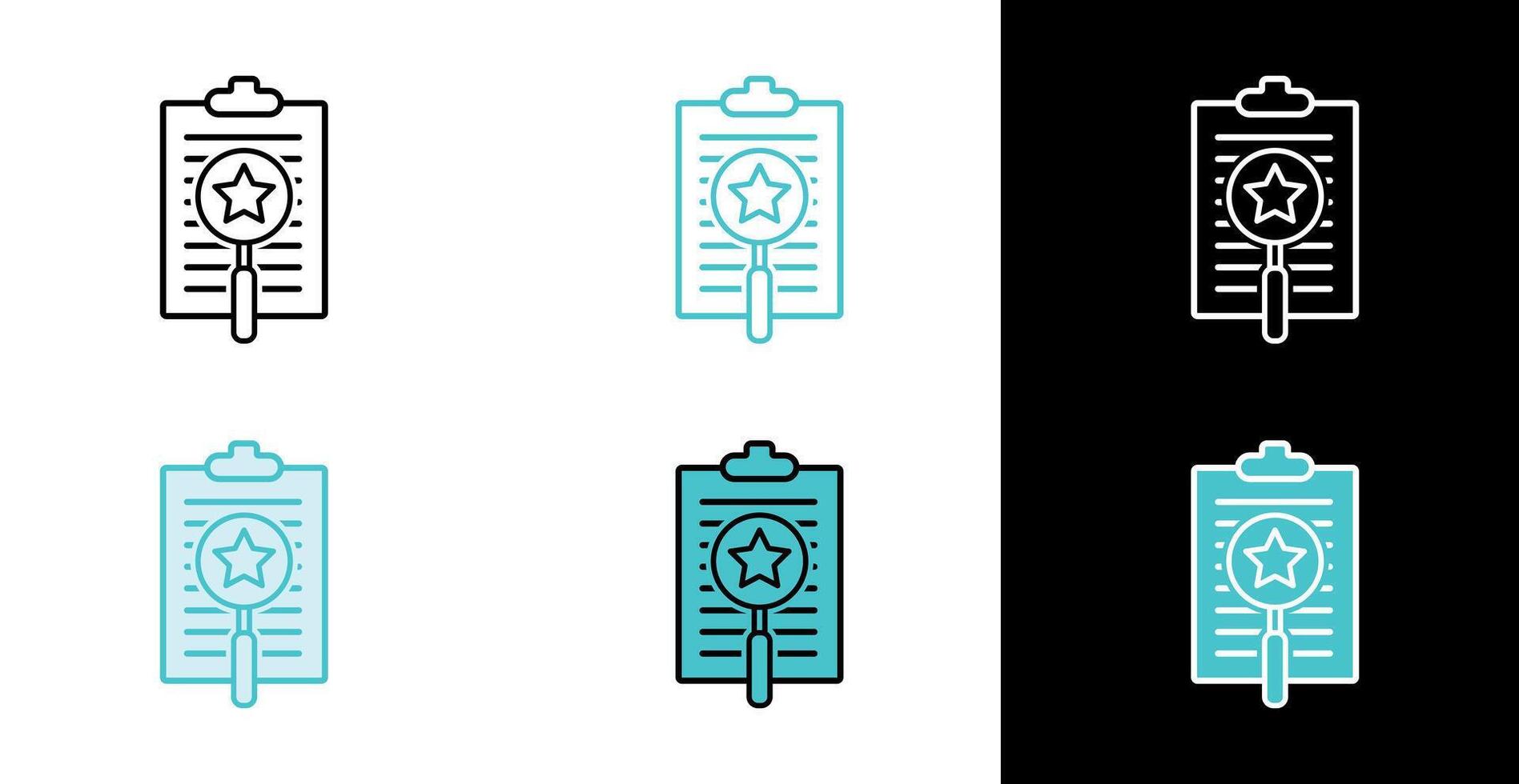 Search report icon for document inspection and business evaluation in line and fill style vector