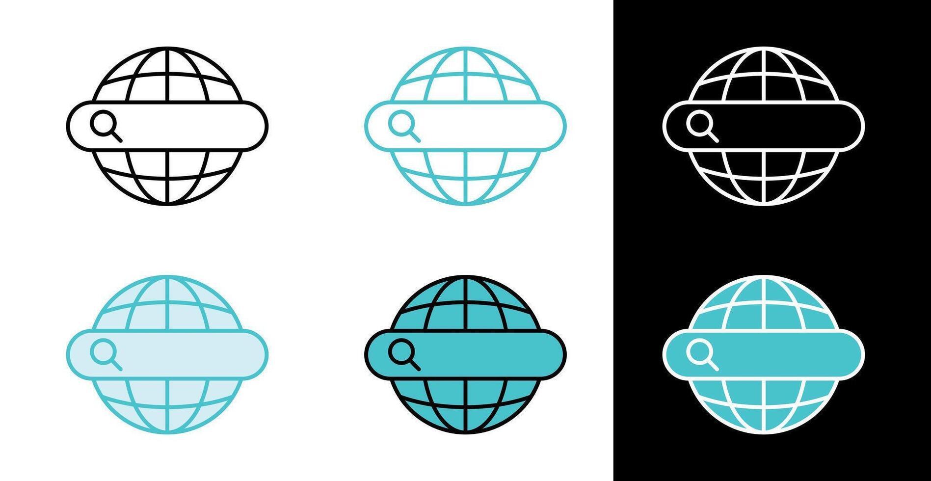 Worldwide web browser symbol icon in line and fill style vector