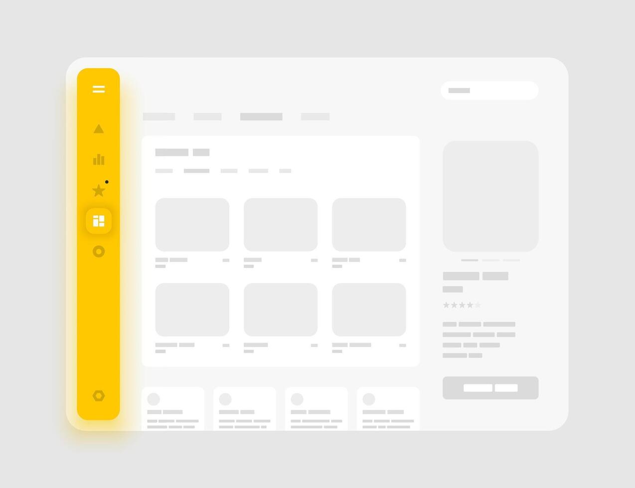 Sidebar menu app concept. Wireframes screens. Dashboard UI and UX Kit design. Use for mobile app or website. vector
