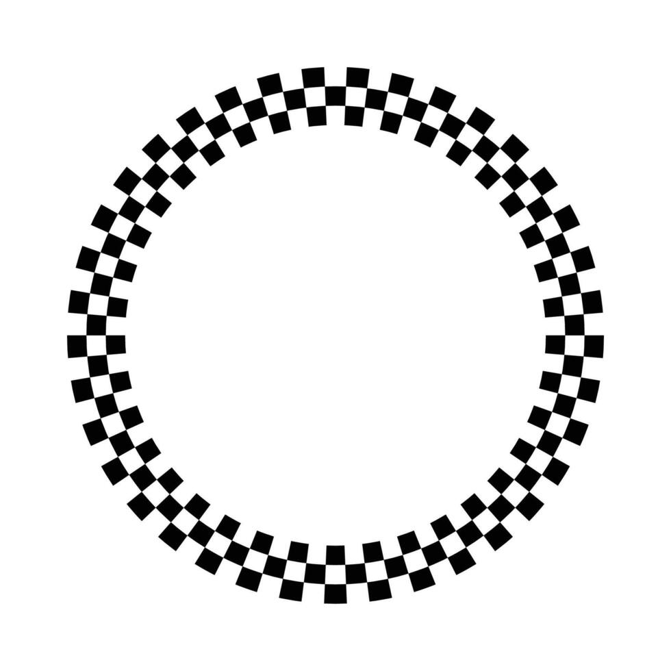 A circular frame with a black and white checkerboard pattern. vector