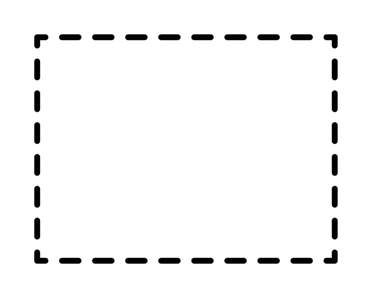 Dashed line square frame. isolated on white background. Dashed rectangular frame with thick, black lines on a white background. vector