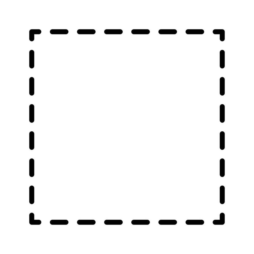 Dashed line square frame. isolated on white background. A square dashed-line frame on a white background. vector