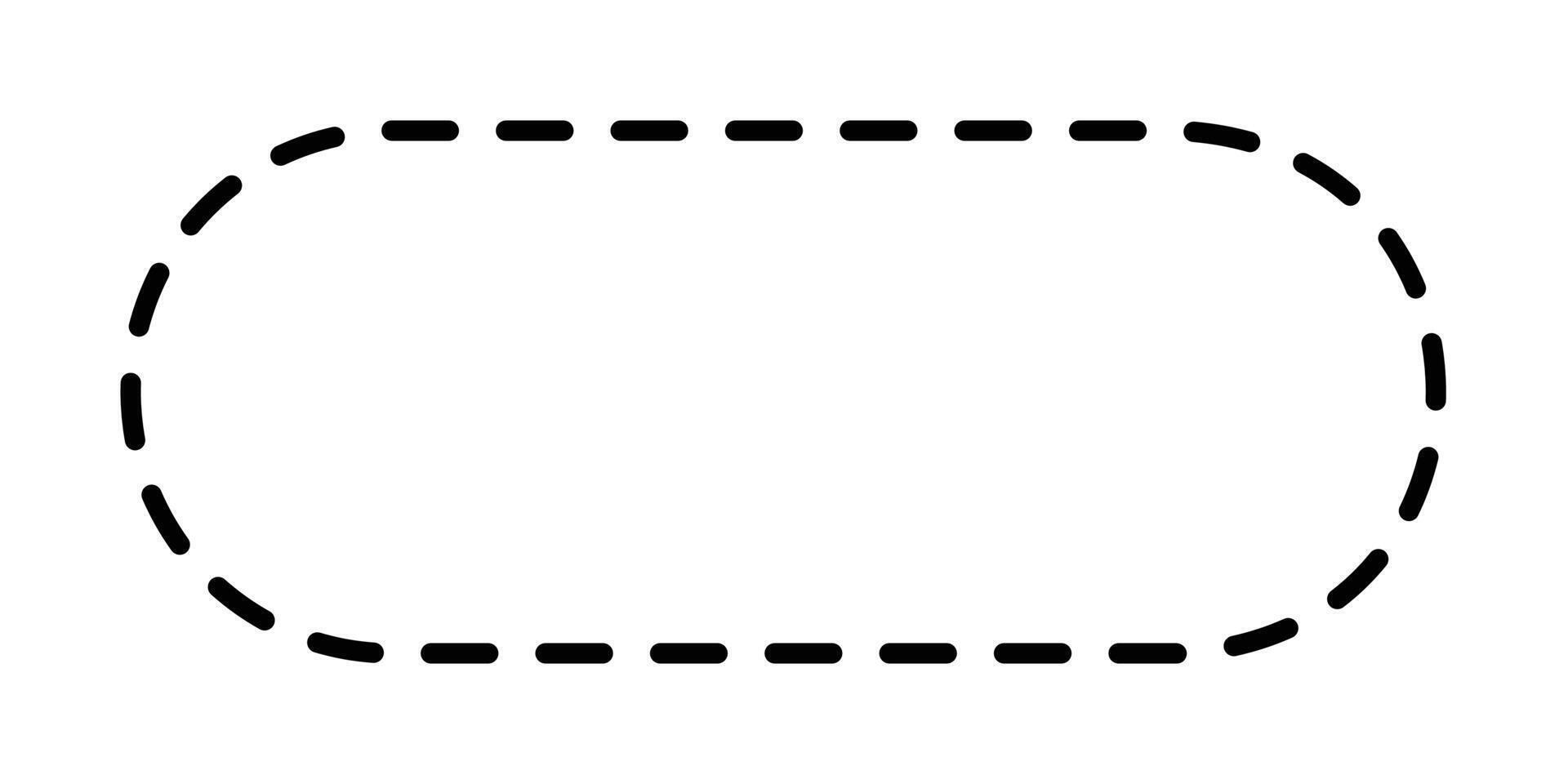 Dashed line circle frame. isolated on white background. Oval-shaped dashed line frame on a white background. vector