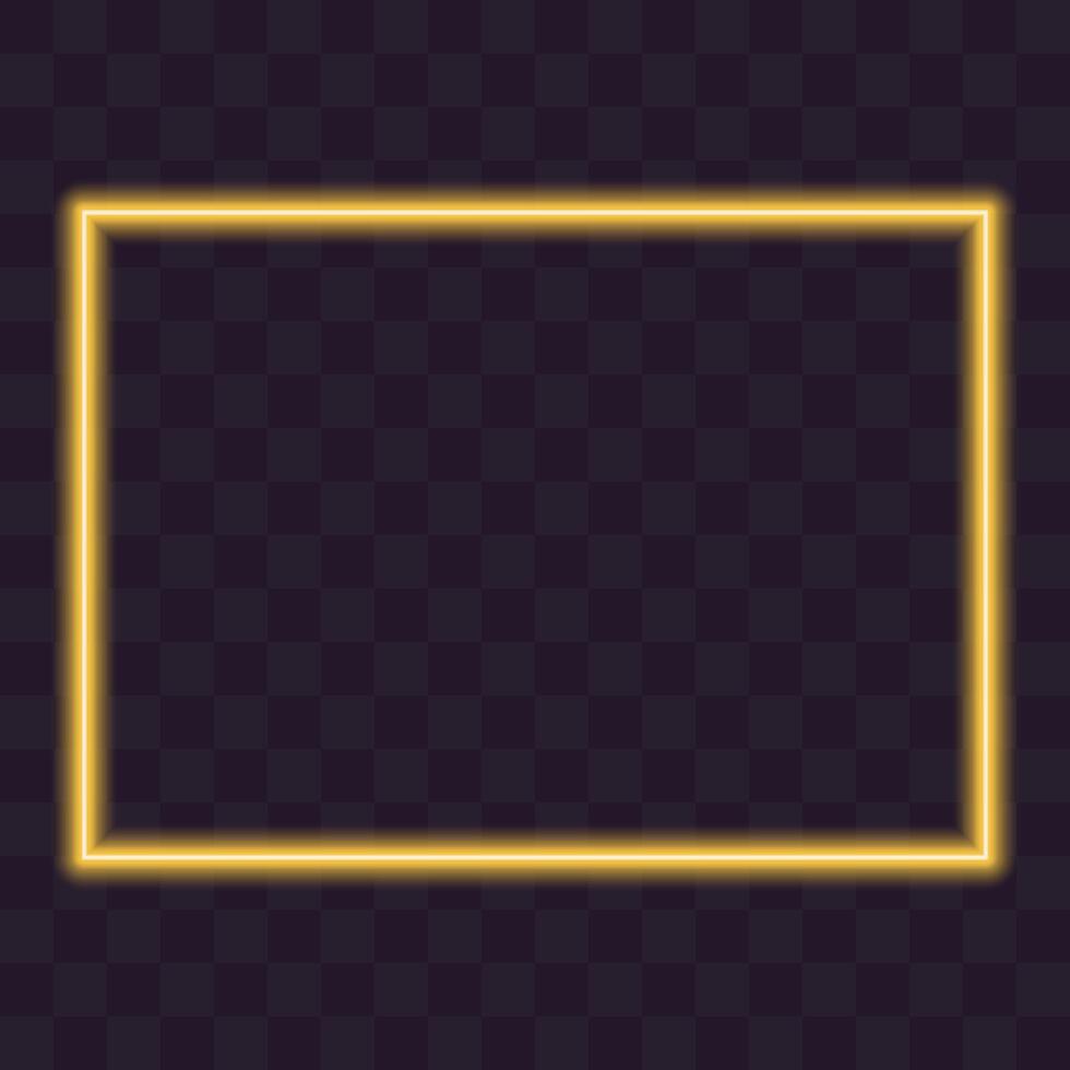 Rectangular Neon Frame Border Glowing Sample Greetings for Promo Print Material Copy space Template. Isolated illustration Any Content Empty space Template with Copyspace Light on dark Backdrop vector
