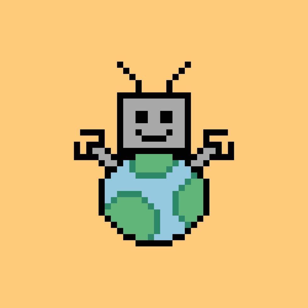 Cartoon of robotic AI bot chat machine future decor 8bit. vector