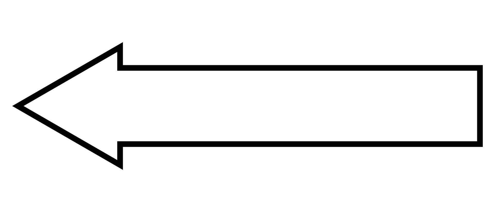 Stroke arrow pointing left icon. Black large forward or left pointing solid long stroke arrow icon isolated on white. Simple illustration. vector