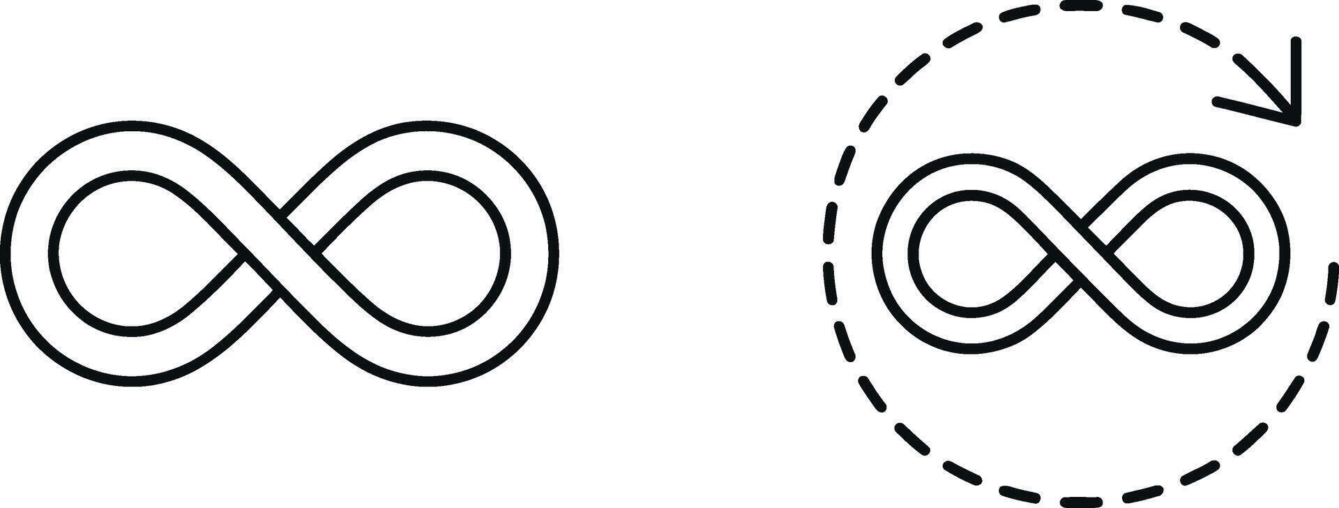 Infinity symbol concept with circular arrow and abstract representation vector