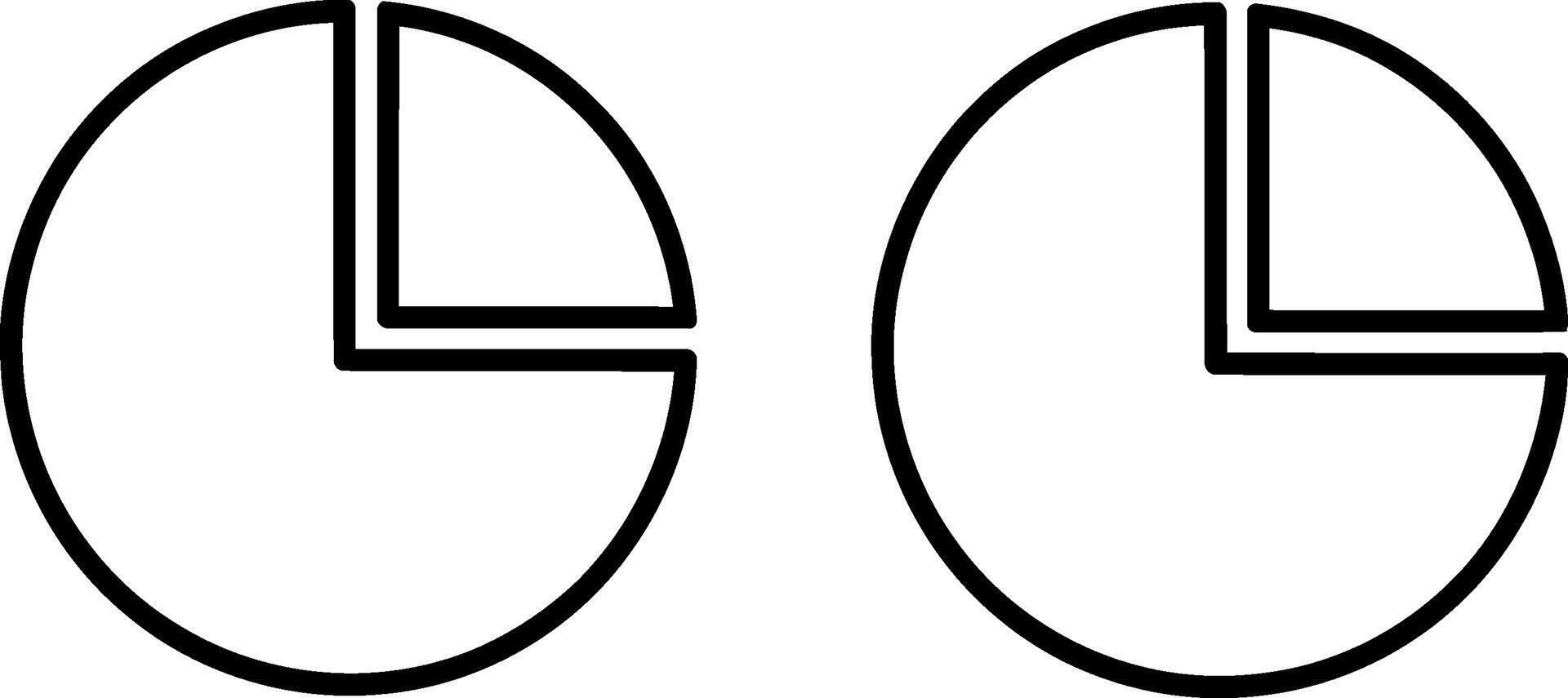 Two simple pie chart icons representing data or statistics divided into sections vector