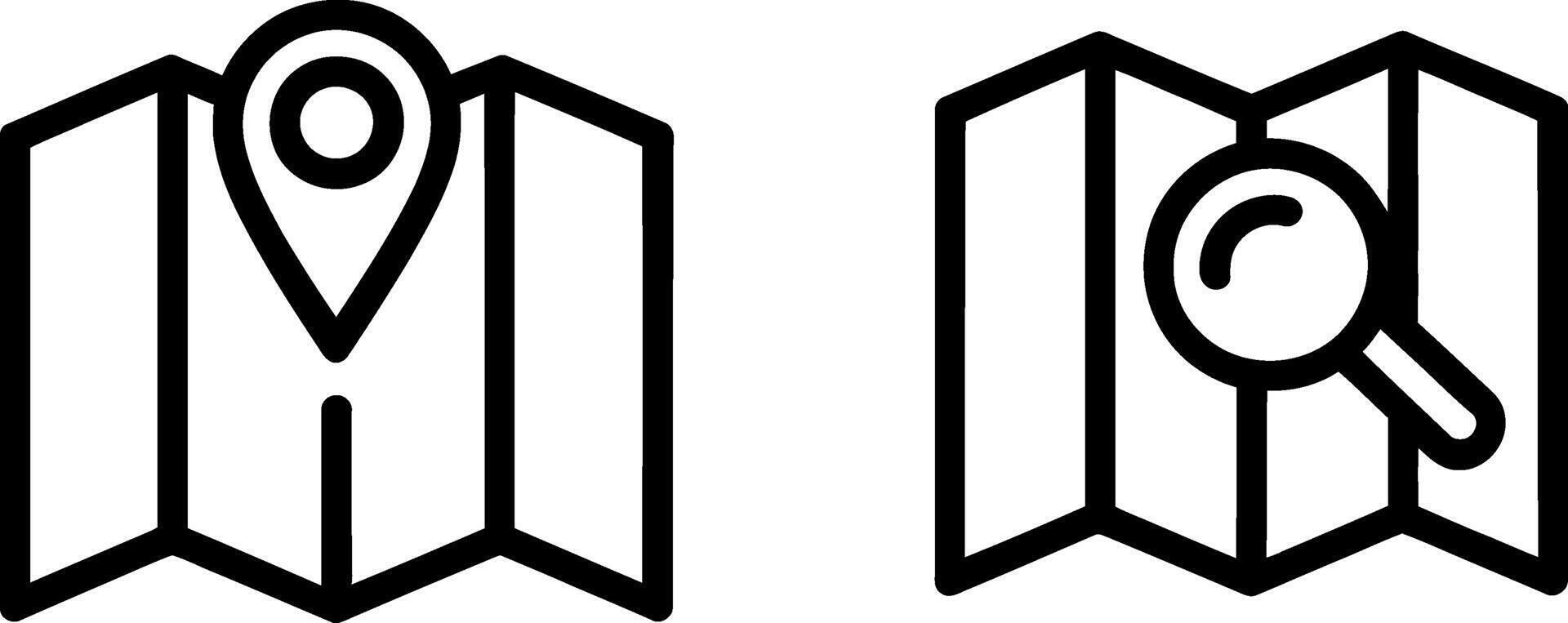 Map pin and magnifying glass icons on folded map for navigation and location search vector