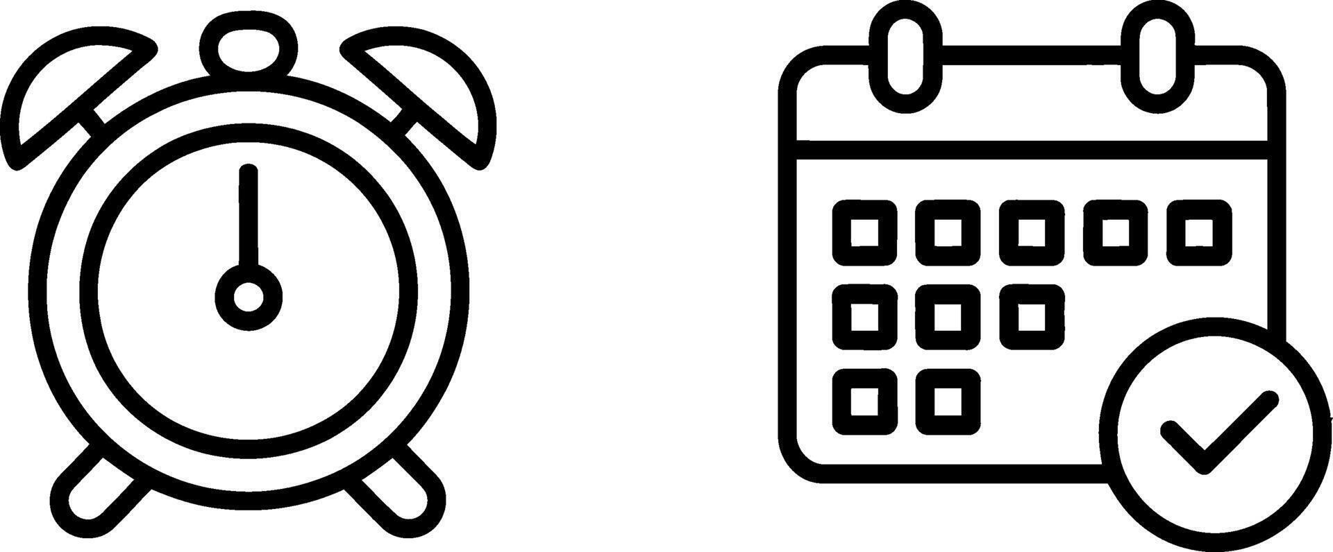 Alarm clock and calendar icons representing time management and scheduling concepts vector