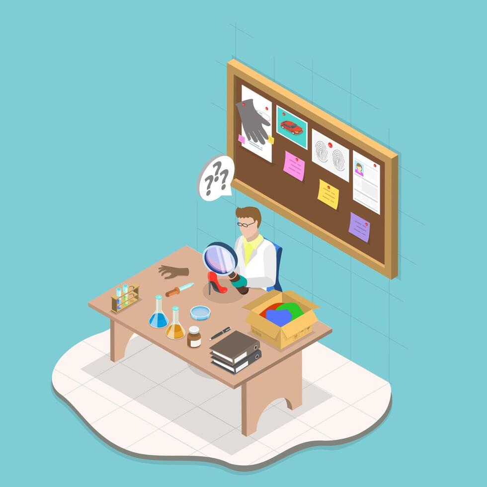 Scientist examining evidence in lab vector