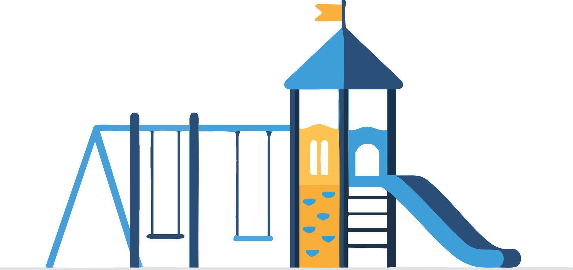 A playground with a swing and slide vector