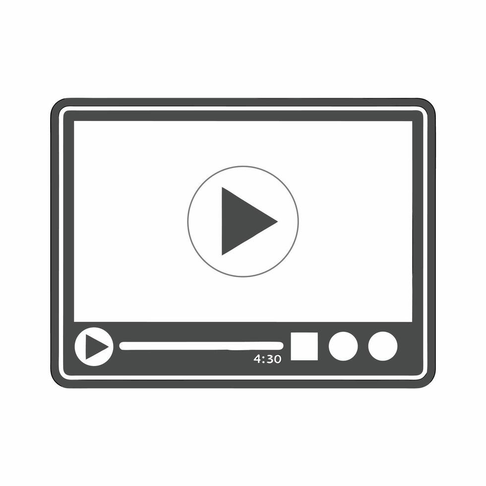Gray media player with play button player playback controls vector