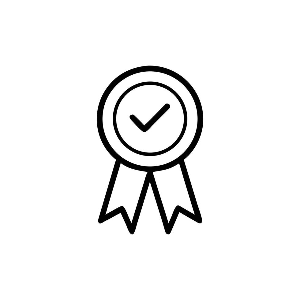 Check Mark Rosette Outline Style Isolated On Background Design vector