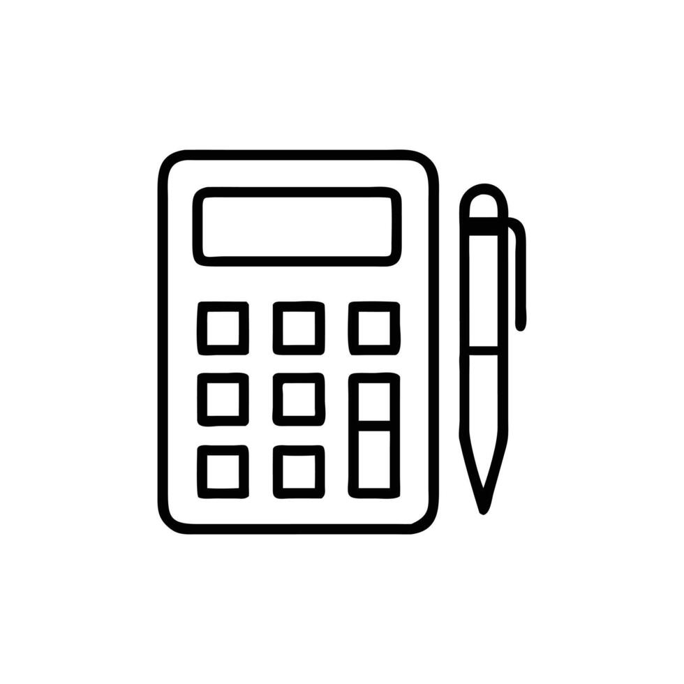 Calculator and Pen Line Icon on Transparent Background for Finance Concepts vector