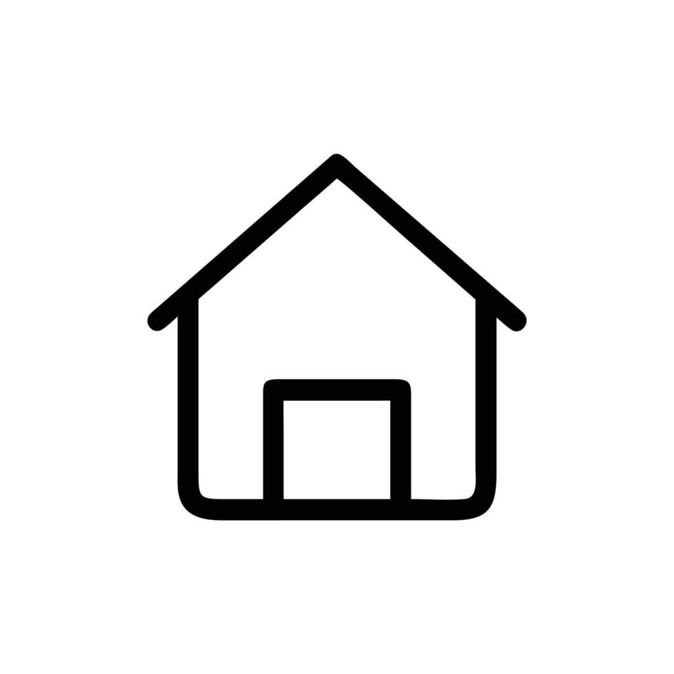 Simplistic Home Icon, Minimalist Design with Black Outline and Transparent Background vector