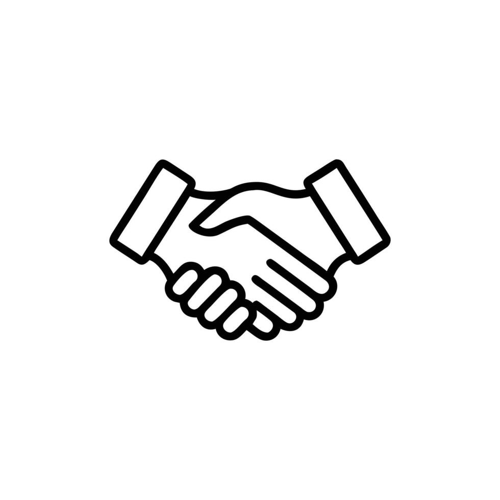 Outline Handshake Icon on Transparent Background, Partnership Symbol, Minimal Design vector