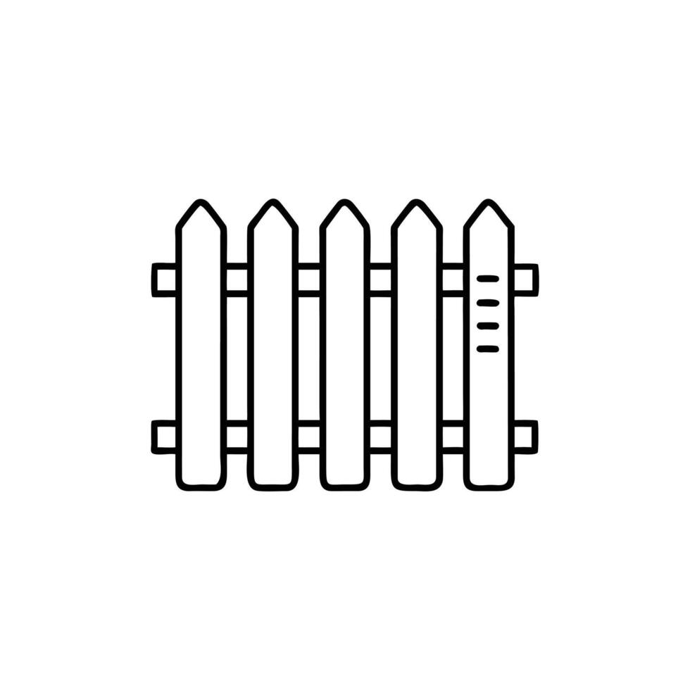 Minimalist Fence Outline Icon Line Art with Transparent Background Design Element vector