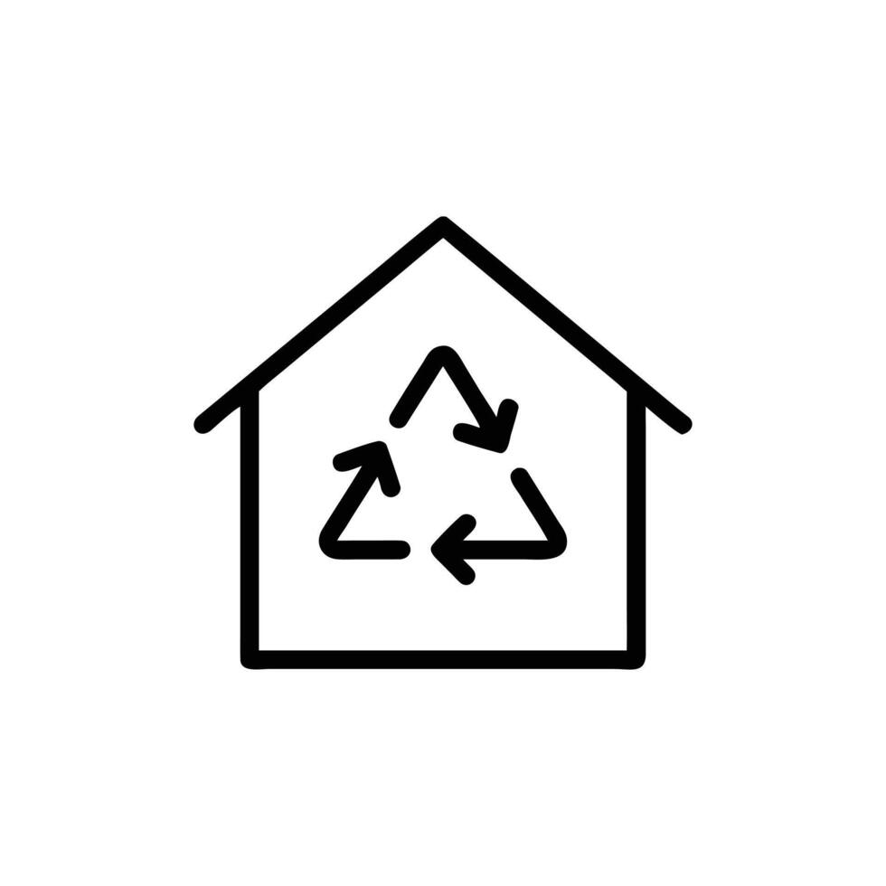 Recycle Sign Inside Home Shape on Transparent Background Outline Style Design vector
