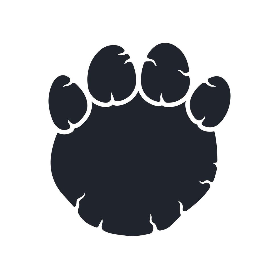 Elephant paw footprint silhouette, highlighting the distinct features of the large and powerful footprint. vector