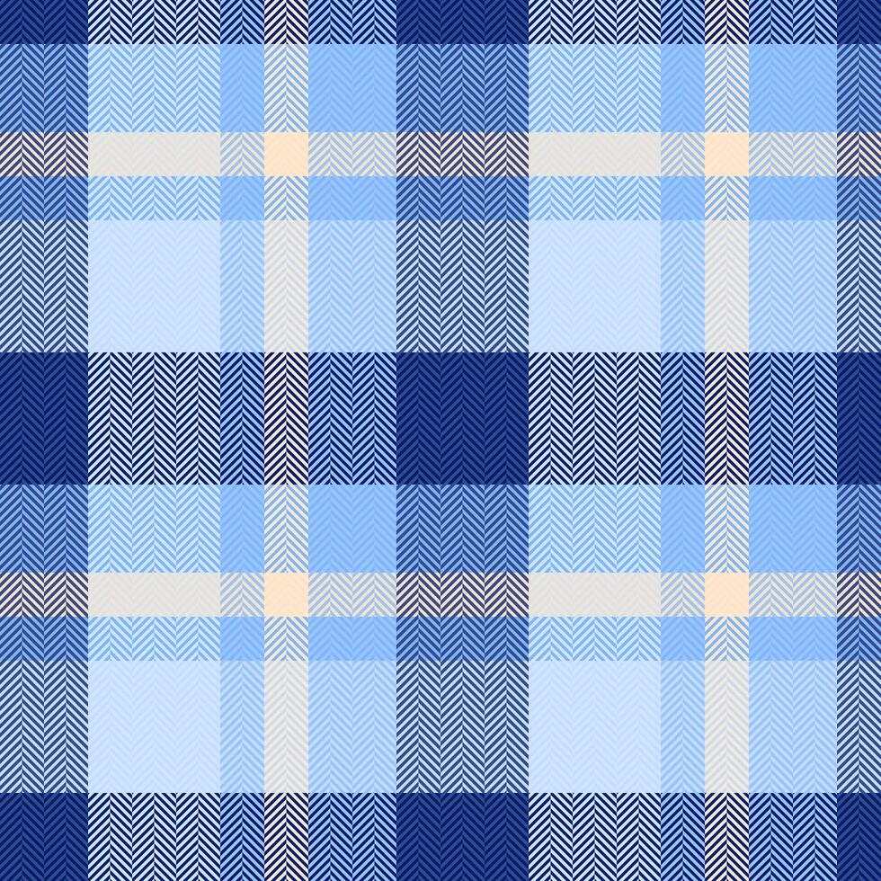 Classic blue herringbone plaid pattern. Seamless textile design, ideal for backgrounds, apparel, and graphic projects needing a refined, timeless texture. Versatile, stylish. vector