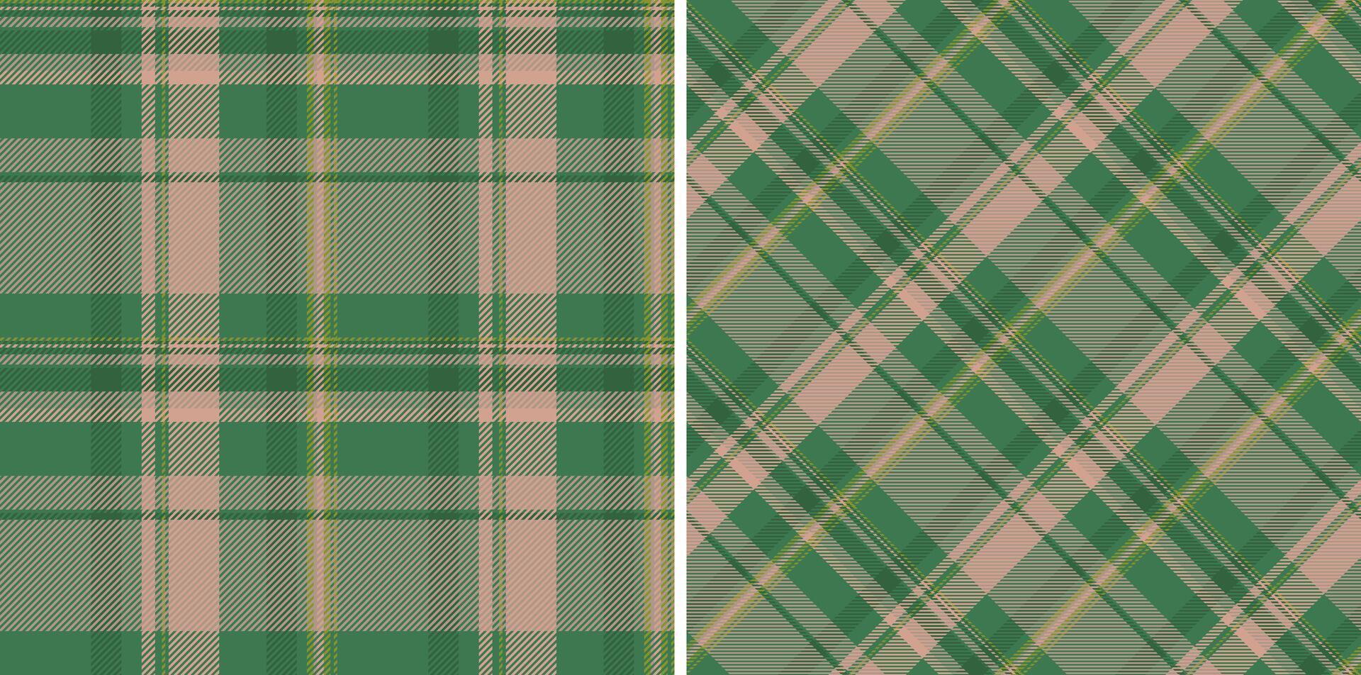 Elegant plaid patterns in harmonious green and beige tones create a timeless, versatile texture. Ideal for backgrounds, textiles, or adding a touch of sophistication. vector