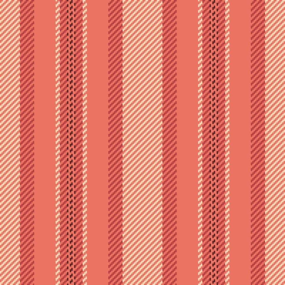 Rug stripe textile, us seamless pattern lines. Yver fabric texture background vertical in red and peach puff colors. vector