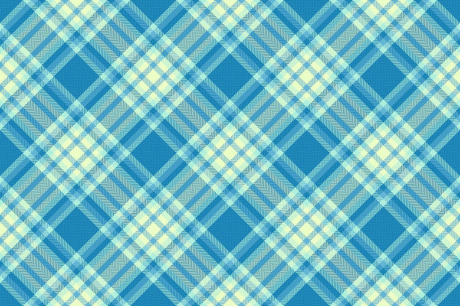 Fade check plaid texture, podium background tartan fabric. Tweed pattern textile seamless in cyan and light colors. vector