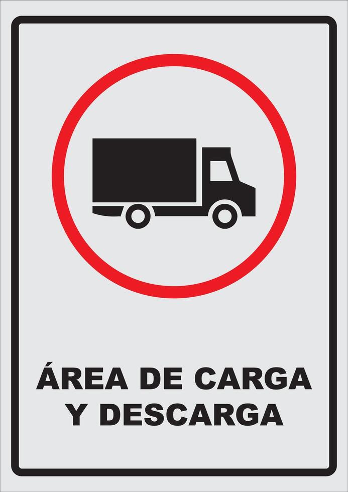 Loading and Unloading Zone Sign with Truck Icon vector