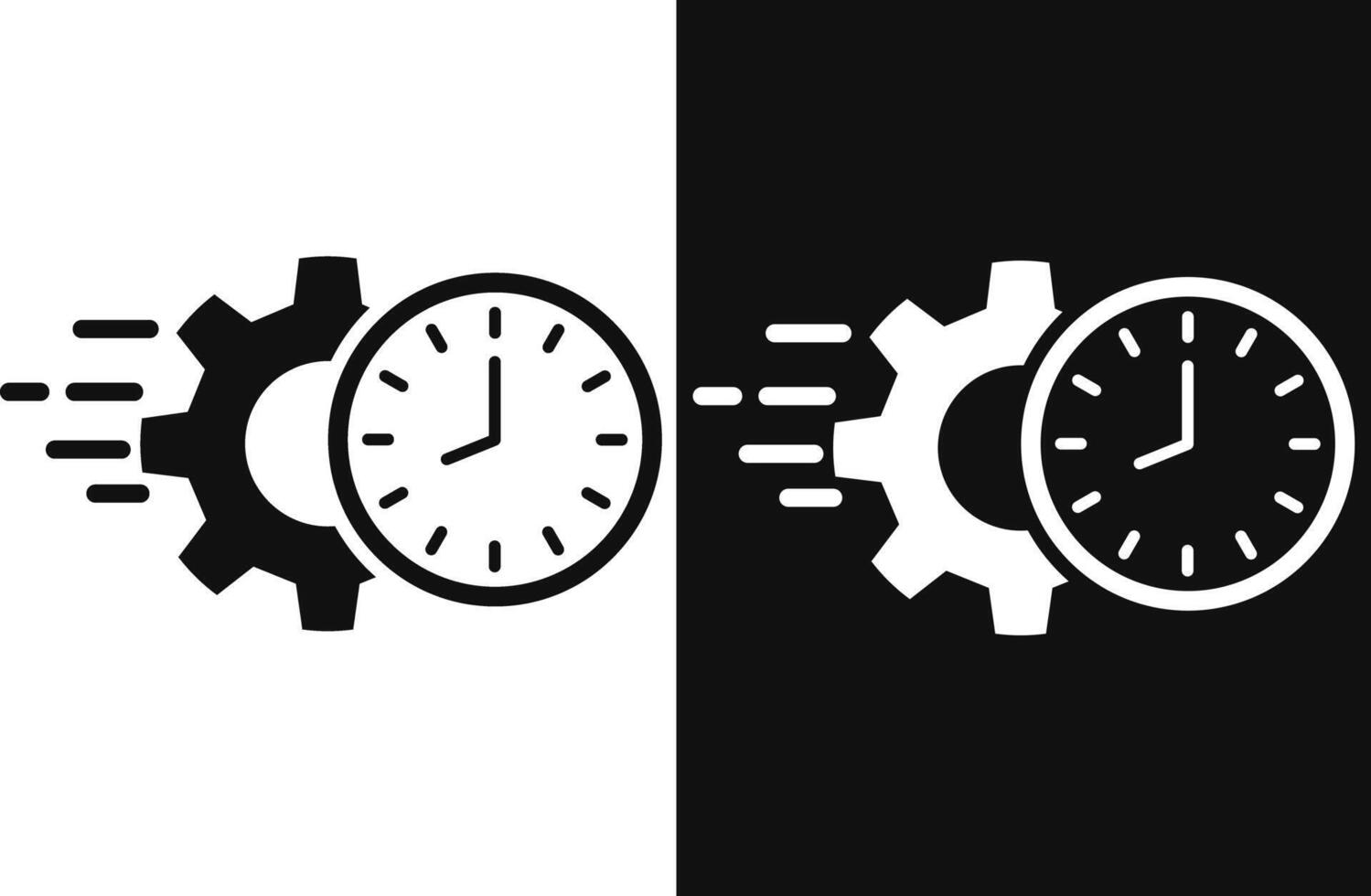 Fast service icon set . Abstract technical symbol with gear and clock, urgent work concept. design in trendy style vector