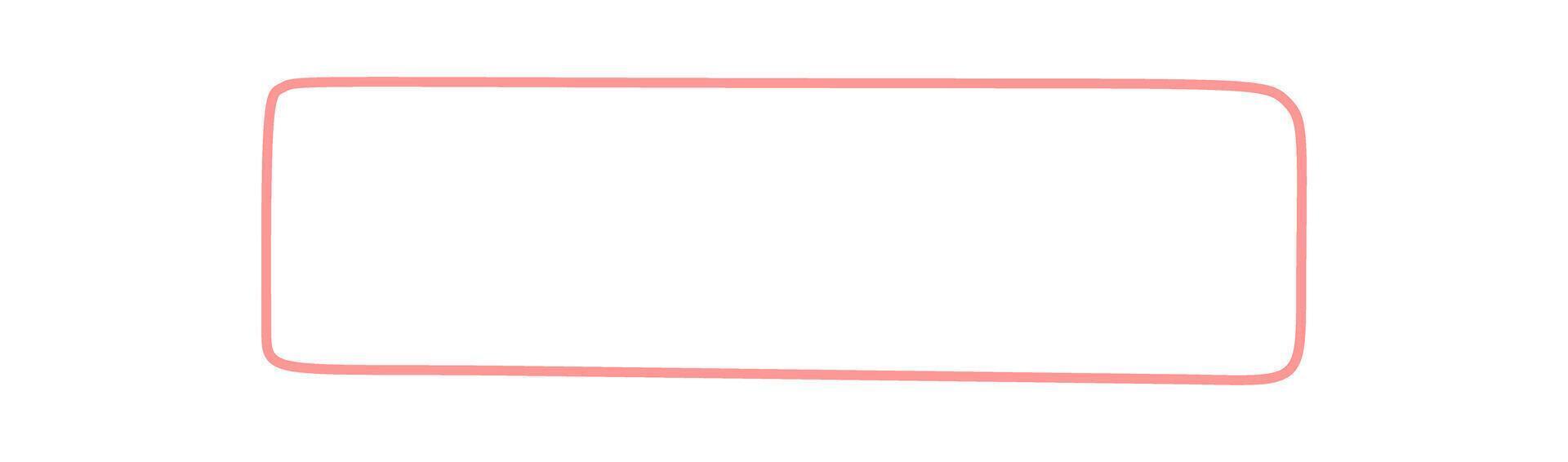 Fluid hand drawn frame outline with organic rectangle shape forms a soft box border. Unique textbox background gives space for text in a modern style. Pink color, simple graphic template for message vector