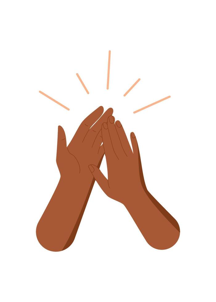 Flat style highfive teamwork symbol. Hands raised to express solidarity, unity, and support. A gesture of people working together with shared purpose and joy. vector