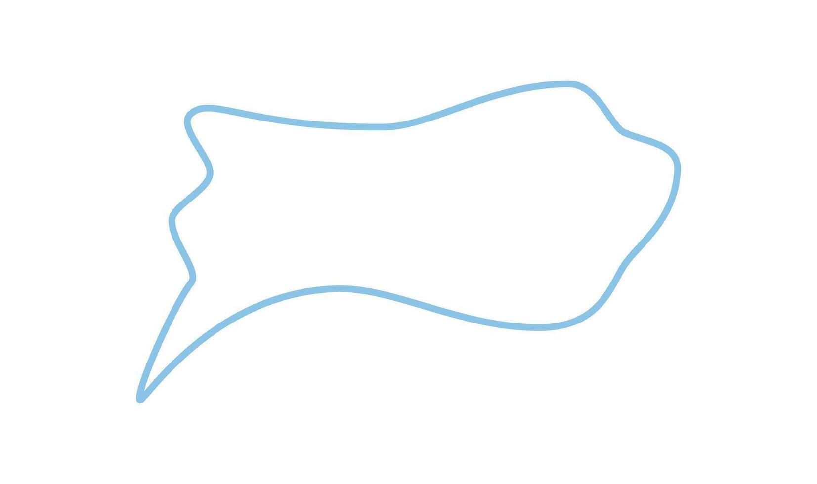 Wavy hand drawn speech bubble icon with box form and outlined blue line style. Chat talk balloon brings message and conversation idea, displaying a circle curve for a modern look, perfect for social vector