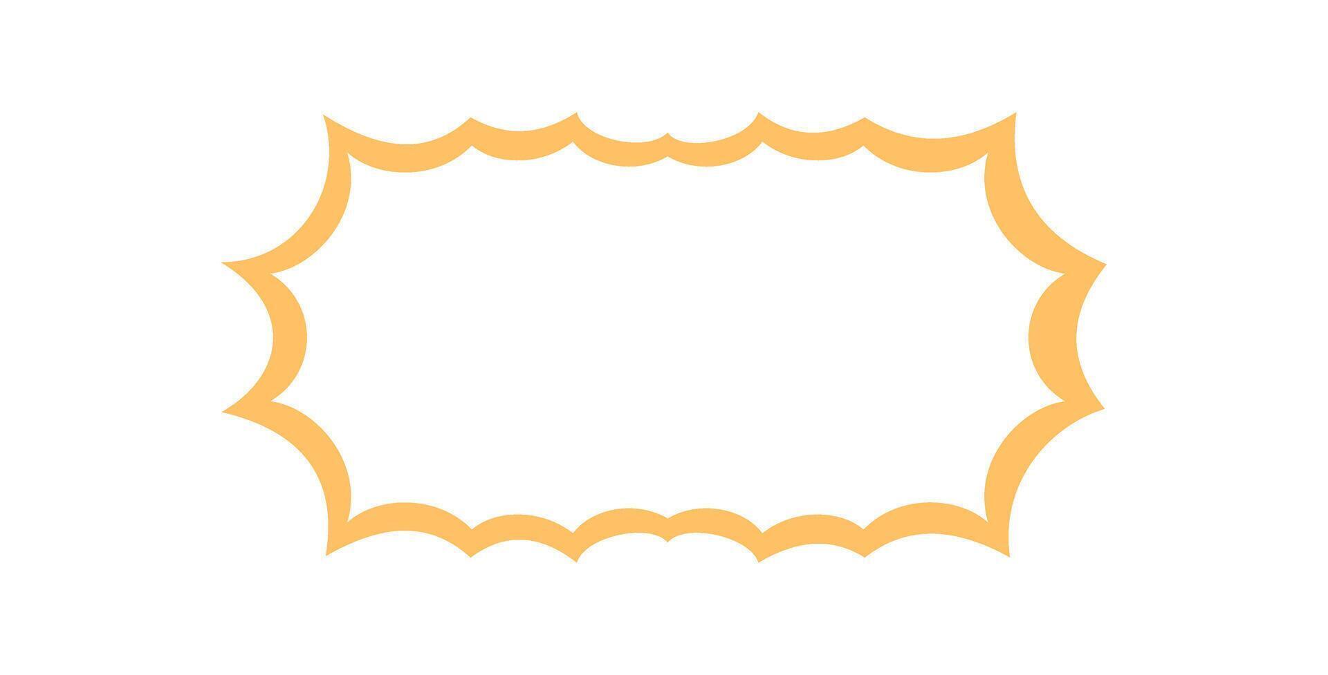 Groovy retro scallop rectangle border outline with wavy shape. Frame design uses bold line and graphic element, bringing a y2k abstract look as a trendy background for creative vintage projects. vector