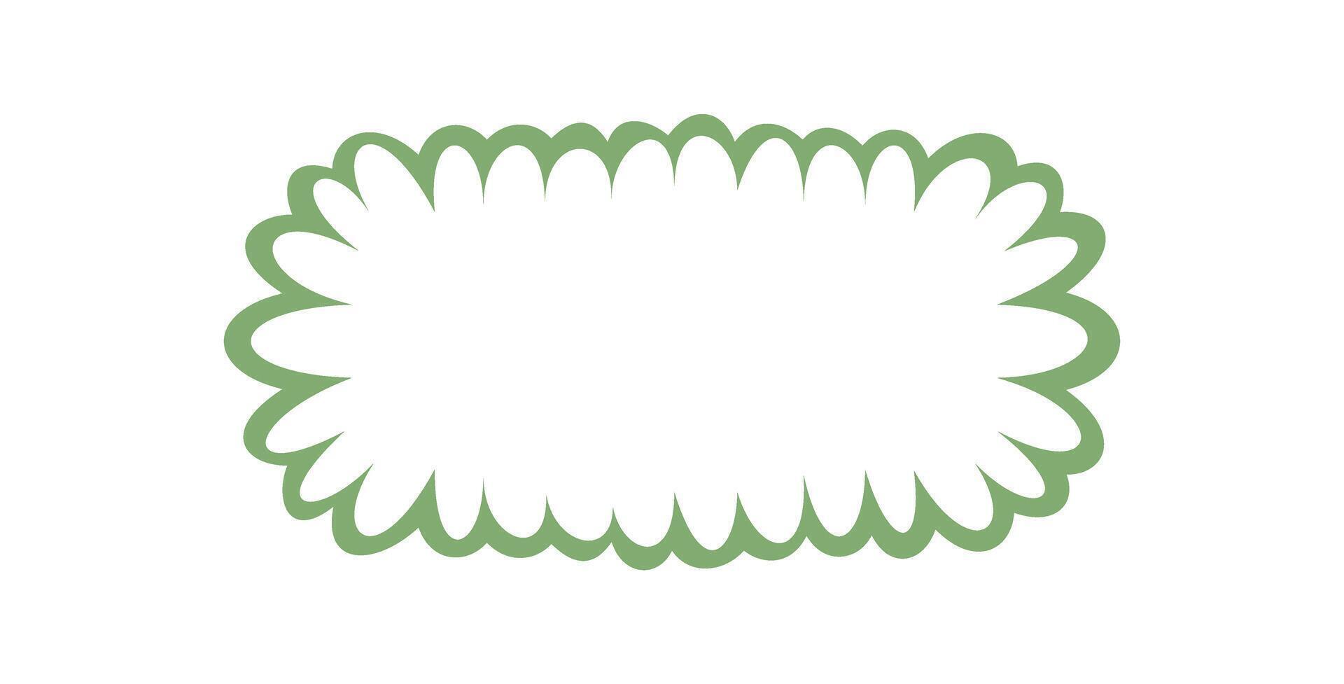 Groovy rectangle outline frame with scallop border and box shape. Retro y2k graphic forms playful background and abstract edge for contemporary creative style projects. vector