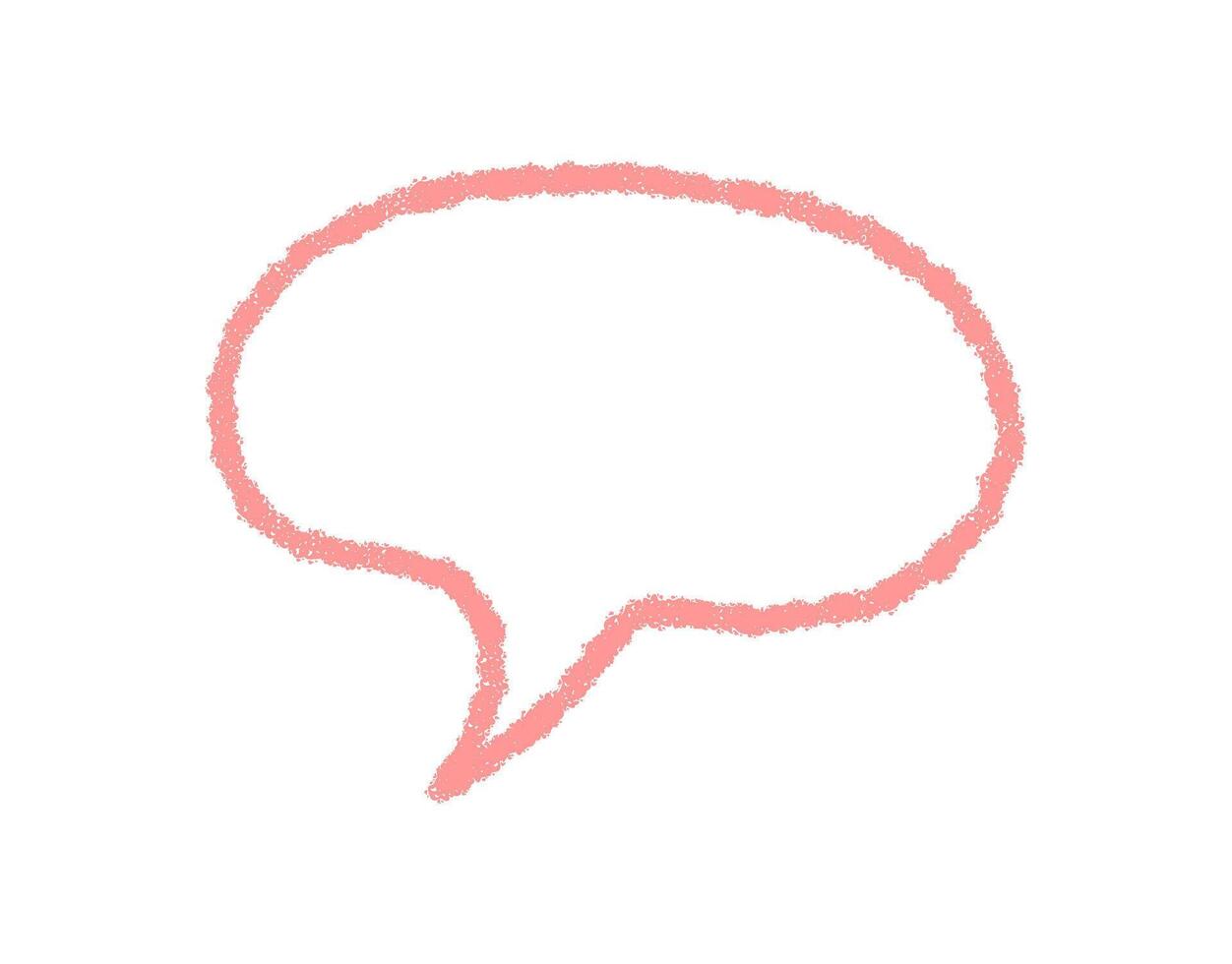 Crayon outline speech balloon icon with soft sketch style. Bubble for chat message or talk element, perfect for conversation and communication concepts. Pink tone, clean and simple presentation, vector