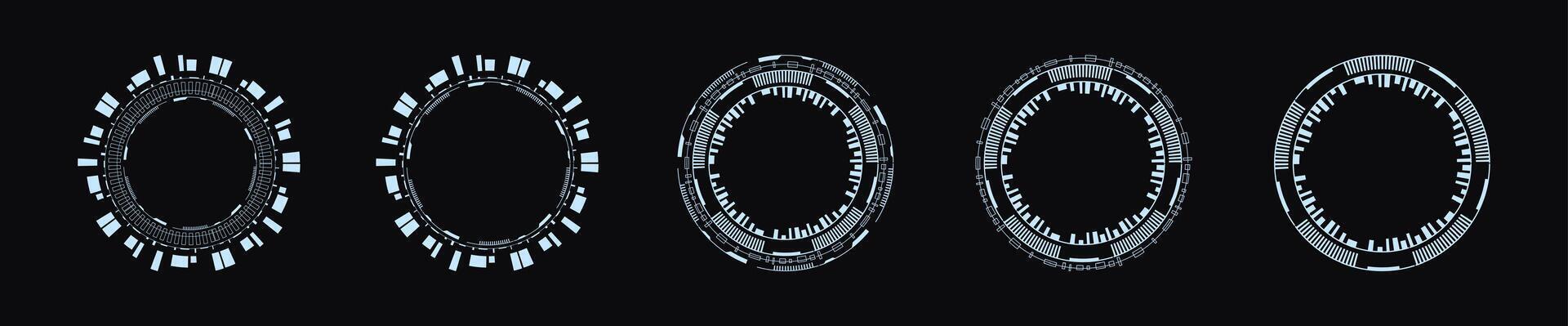 Futuristic circular frame design with digital elements vector