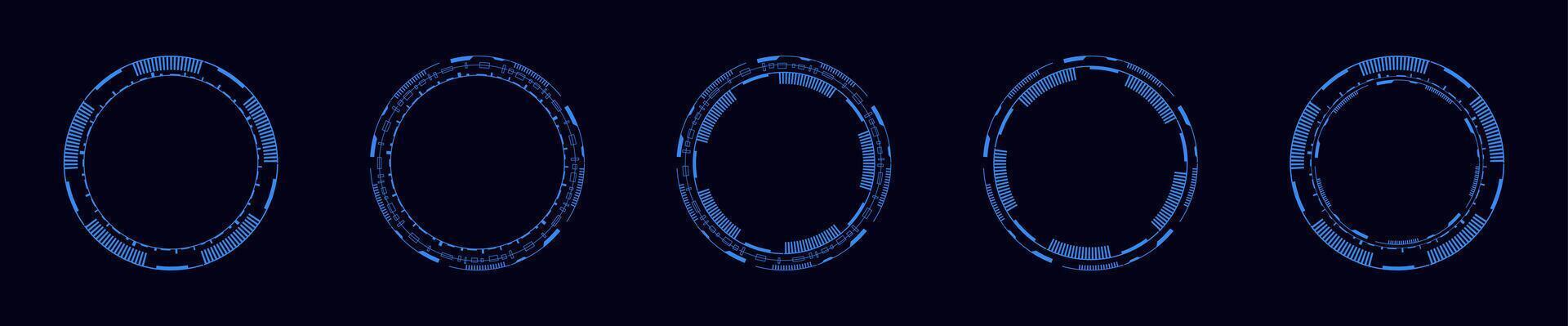 Futuristic circular frames set for digital and graphic design vector