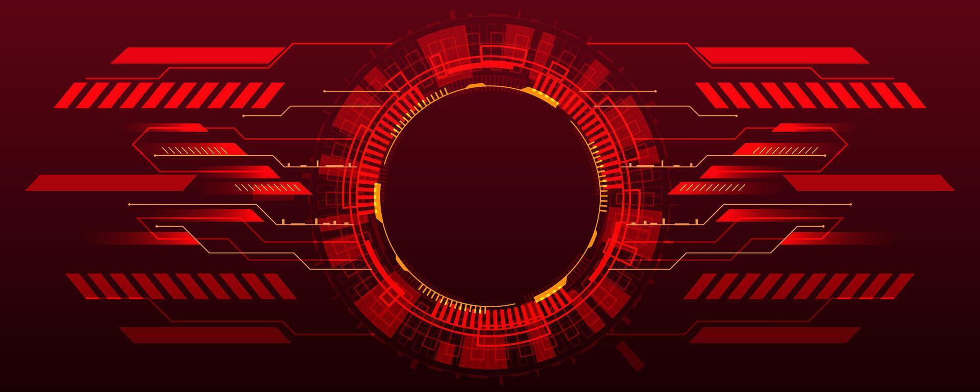 Futuristic digital circle with abstract tech frames in red vector